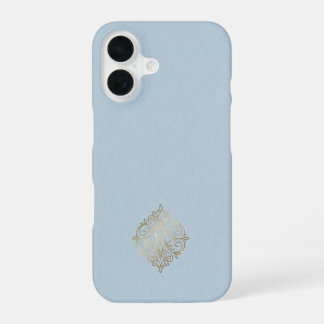 Coque iPhone 16 Ultra Premium Poudre Bleue & Or Brossé Minimaliste