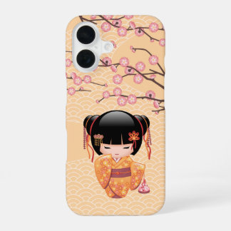 Coque iPhone 16 Ume Kokeshi Doll - Japanese Peach Geisha Girl