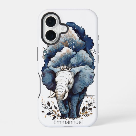Coque iPhone 16 Un Éléphant Marche Sous Les Arbres (Verso)