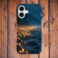Une mer de lumières de bougies sur la plage dans l