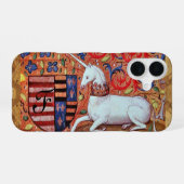 Coque iPhone 16 UNICORN Monogramme de parchemin Brown (Verso Horizontal)
