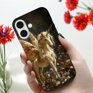 Coque iPhone 16 Unicorne de fée multicolore vintage