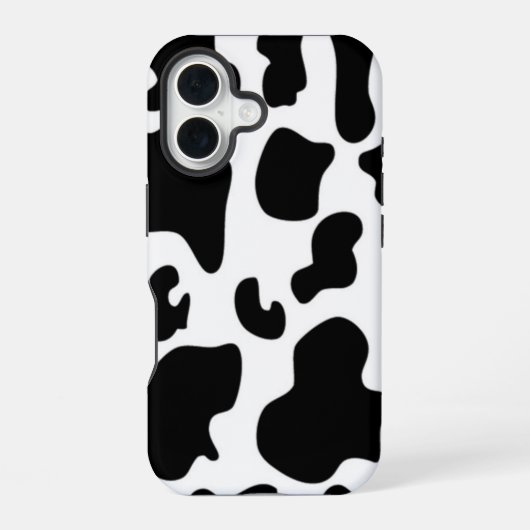 Coque iPhone 16 Vache noire et blanche (Verso)