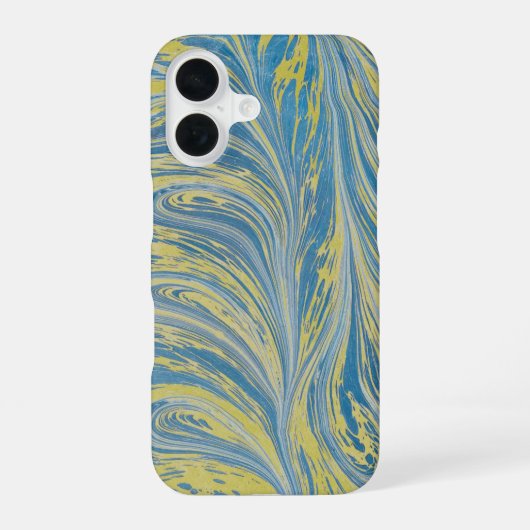 Coque iPhone 16 Vague Abstrait Bleu Et Or (Verso)