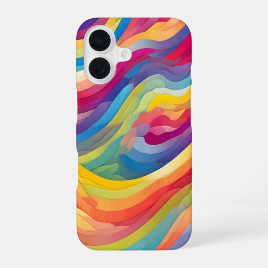 Coque iPhone 16 Vagues Arc-en-Ciel (Verso)