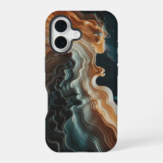 Coque iPhone 16 Vagues cosmiques abstraites (Verso)