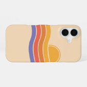 Coque iPhone 16 Vagues de coucher de soleil rétro (Verso Horizontal)