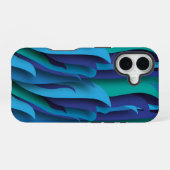 Coque iPhone 16 Vagues de différentes couleurs du bleu au vert (Verso Horizontal)