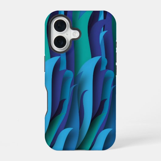 Coque iPhone 16 Vagues de différentes couleurs du bleu au vert (Verso)