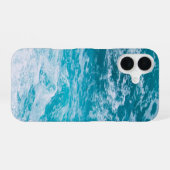 Coque iPhone 16 Vagues de l'océan bleu (Verso Horizontal)