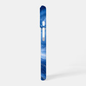 Coque iPhone 16 Vagues de marbre bleu Luxe Abstrait (Côté gauche)