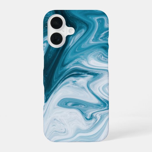 Coque iPhone 16 Vagues de plage bleues design abstrait (Verso)