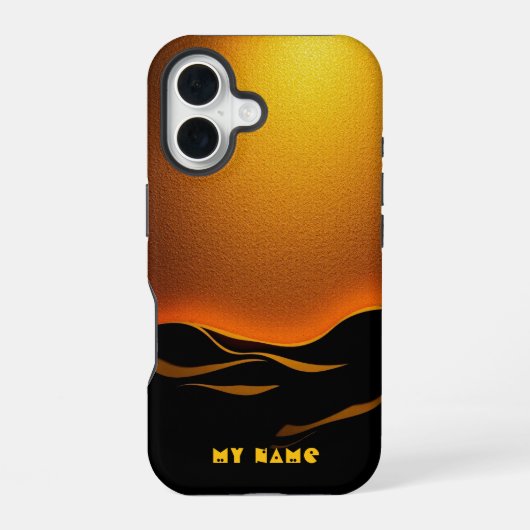 Coque iPhone 16 Vagues du désert doré au coucher du soleil (Verso)
