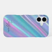 Coque iPhone 16 Vagues iridescentes holographiques (Verso Horizontal)