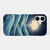 Coque iPhone 16 Vagues Lunaires Rétro (Verso Horizontal)