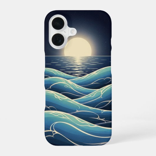 Coque iPhone 16 Vagues Lunaires Rétro (Verso)