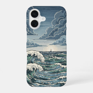 Coque iPhone 16 Vagues orageuses vintage