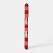 Coque iPhone 16 Vagues rayures rouge rose moderne Nom (Côté droit)