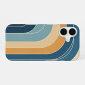 Coque iPhone 16 Vagues stylisées rétro (Verso Horizontal)