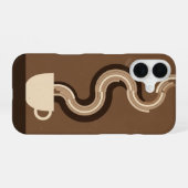 Coque iPhone 16 Vapeur de café géométrique rétro (Verso Horizontal)