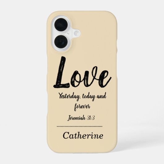 Coque iPhone 16 Verbe de la Bible Beige (Verso)
