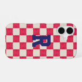 Coque iPhone 16 Vérifications rouges et blanches (Verso Horizontal)