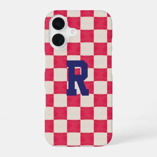 Coque iPhone 16 Vérifications rouges et blanches (Verso)