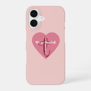Coque iPhone 16 Verset biblique de guérison Rose Croix Cœur Simple