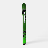 Coque iPhone 16 VERT ÉMERAUDE NOIR DAMAS GEM MONOGRAMME Floral (Côté gauche)