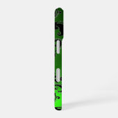 Coque iPhone 16 VERT ÉMERAUDE NOIR DAMAS GEM MONOGRAMME Floral (Côté droit)