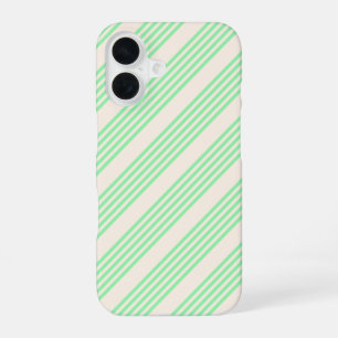 Coque iPhone 16 Vert et beige cinq rayures motif