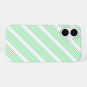 Coque iPhone 16 Vert et blanc cinq bandes motif (Verso Horizontal)