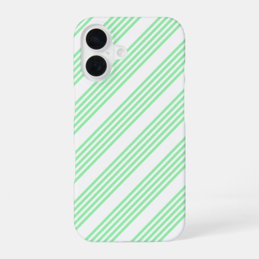 Coque iPhone 16 Vert et blanc cinq bandes motif (Verso)