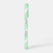 Coque iPhone 16 Vert et blanc cinq bandes motif (Côté droit)