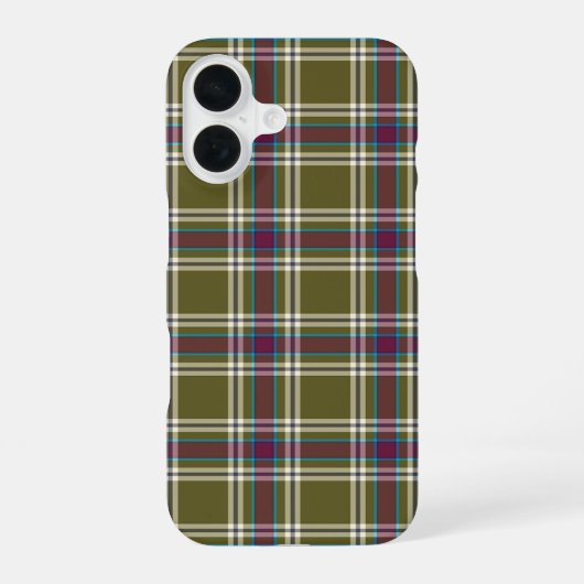 Coque iPhone 16 Vert mousse et carreaux violets (Verso)