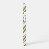 Coque iPhone 16 Vert olive et beige cinq rayures motif (Côté gauche)