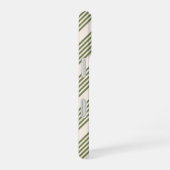 Coque iPhone 16 Vert olive et beige cinq rayures motif (Côté droit)