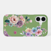 Coque iPhone 16 Vert sauge floral (Verso Horizontal)
