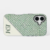 Coque iPhone 16 Vert sauge moderne et crème géométrique (Verso Horizontal)