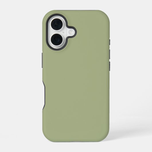 Coque iPhone 16 Vert sauge poussiéreux uni (Verso)