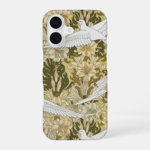 Coque iPhone 16 Vert sauge vintage motif floral Dove & Lily
