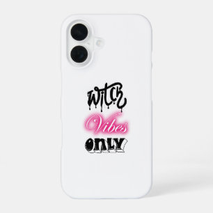 Coque iPhone 16 vibes de sorcière rose uniquement typographie Hall
