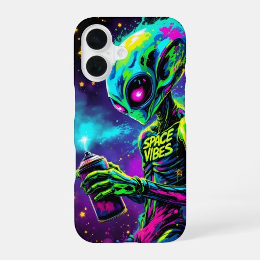 Coque iPhone 16 Vibes spatiales Alien Neon (Verso)