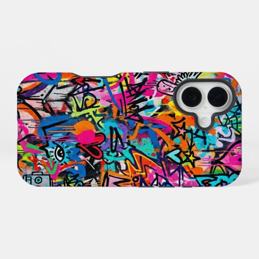 Coque iPhone 16 Vibrant Neon Graffiti Pattern iPhone 16 case (Verso Horizontal)
