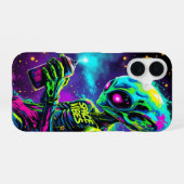 Coque iPhone 16 Vibrations Spatiales Alien Néon (Verso Horizontal)