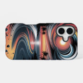 Coque iPhone 16 Vibrations Tropicales Psychédéliques (Verso Horizontal)