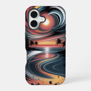 Coque iPhone 16 Vibrations Tropicales Psychédéliques