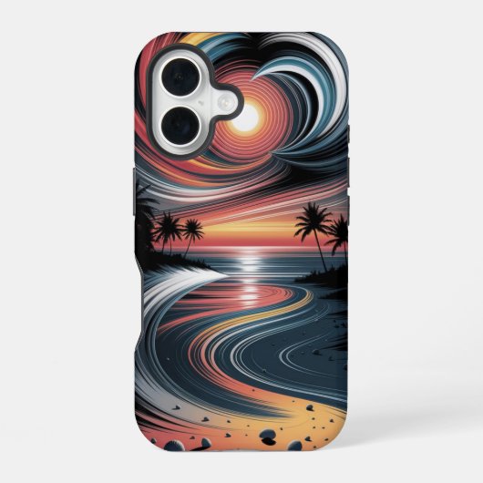 Coque iPhone 16 Vibrations Tropicales Psychédéliques (Verso)