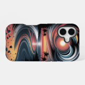 Coque iPhone 16 Vibrations Tropicales Psychédéliques (Verso Horizontal)