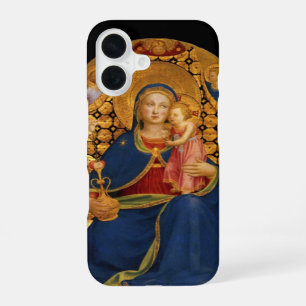 Coque iPhone 16 VIERGE À L'ENFANT,ANGES ,Noir,Or Jaune,Bleu